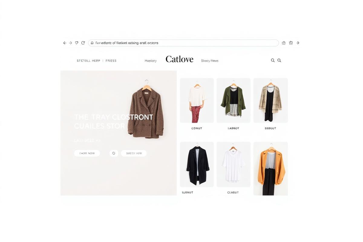 Concept fashion ecommerce storefront with collection grid and product cards
