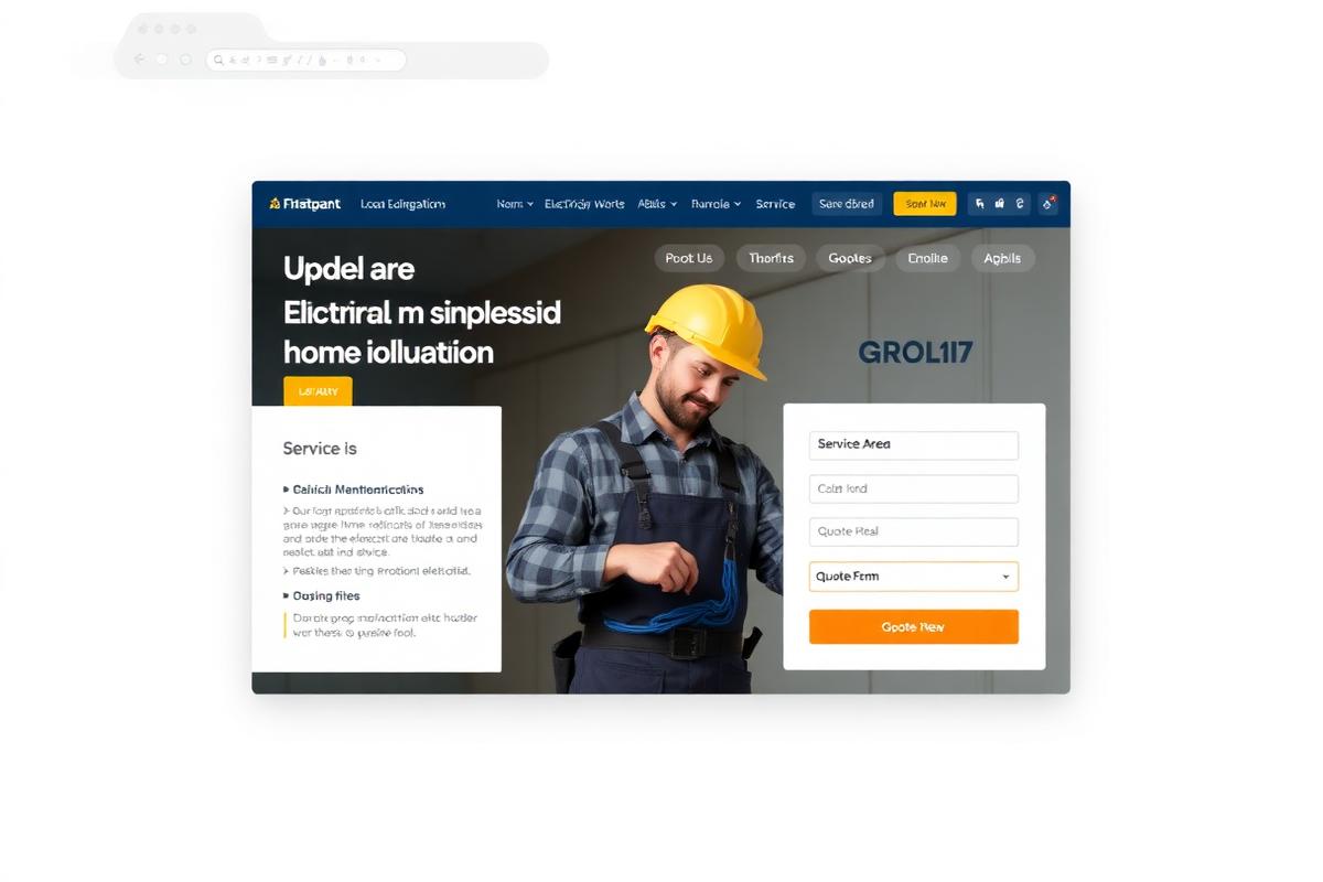 Concept local electrical services website with quote request form