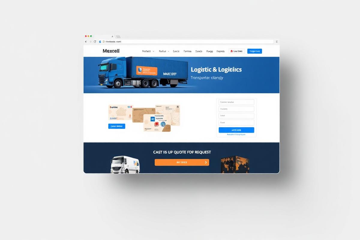 Concept logistics company website with service cards and quote request form