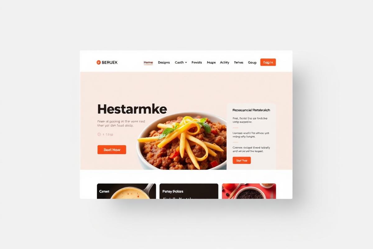 Concept restaurant website homepage with menu section and reservation call to action
